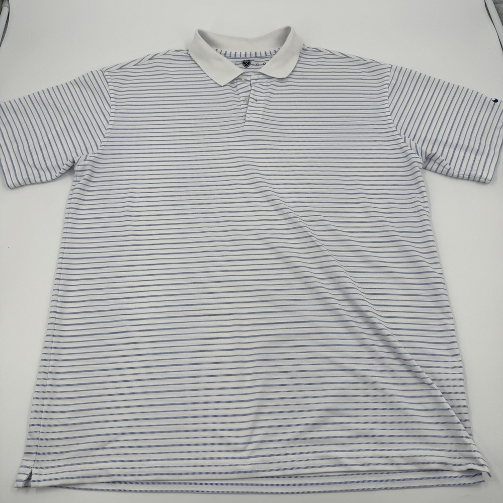 Nike Golf Polo Dri-Fit Men's XL Dri-Fit 206452 Short Sleeve White Blue Striped‎